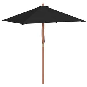 vidaXL Sonnenschirm mit Holzmast Schwarz 150x200 cm