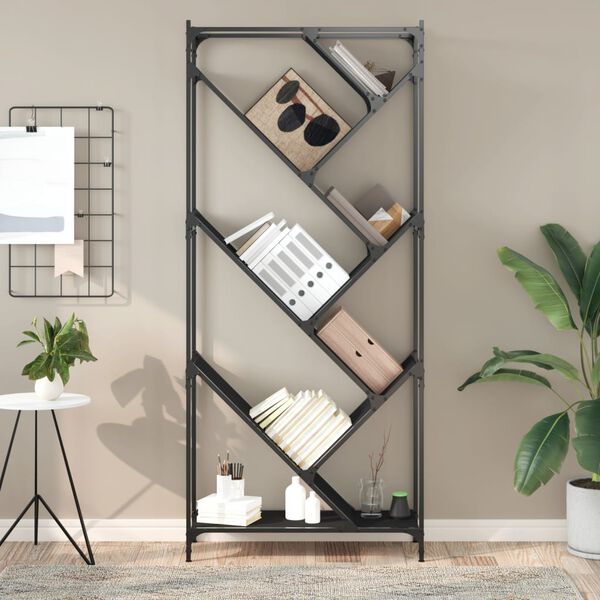 vidaXL Bücherregal Schwarz 79x30x180 cm Holzwerkstoff und Metall