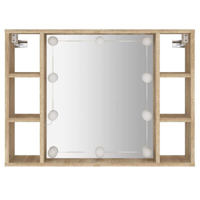 vidaXL Spiegelschrank mit LED Sonoma-Eiche 76x15x55 cm