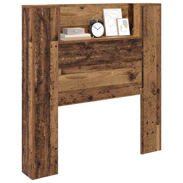 vidaXL Kopfteil mit Regal Altholz 100 x 15 x 103,5 cm Holzwerkstoff