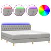 vidaXL Boxspringbett mit Matratze & LED Hellgrau 160x200 cm Stoff