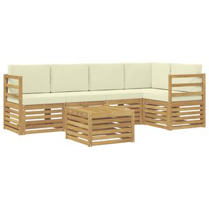 vidaXL Ecksofa Set mit Kissen 6 pcs Wei&szlig; und Creme Massivholz Akazie