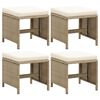 vidaXL Gartenhocker 4 Stk. mit Sitzkissen Poly Rattan Beige