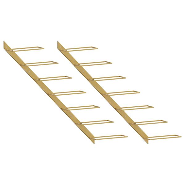 vidaXL Wand-Weinregale f&uuml;r 7 Flaschen 2 Stk. Golden Metall