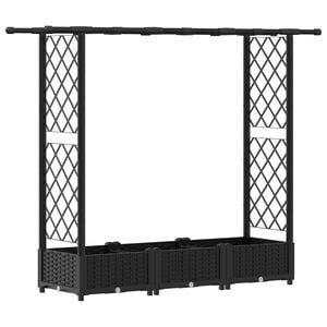 vidaXL Hochbeet mit Rankgitter und Dach Schwarz 164 x 40 x 121 cm PP