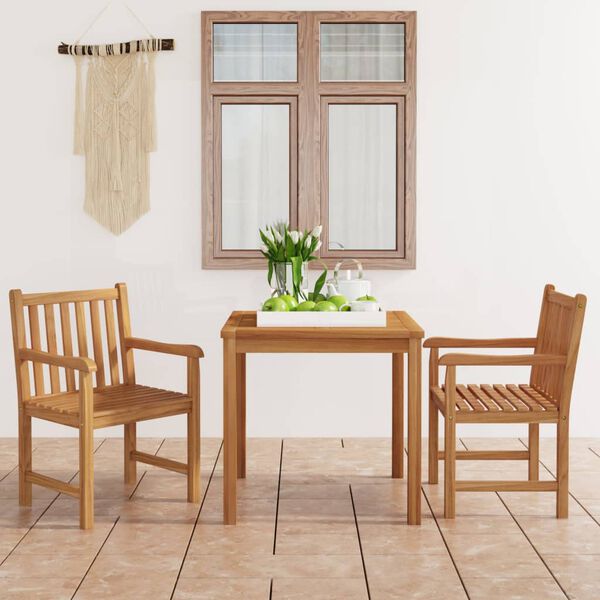 vidaXL 3-teiliges Garten-Ess-Set 80 x 80 cm Massivholz Teak