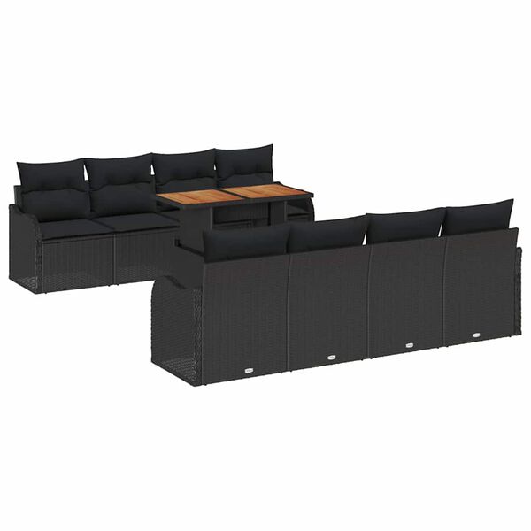 vidaXL Garten-Sofa-Set mit Kissen 7 pcs Schwarz