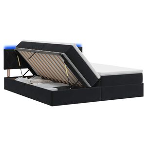 vidaXL LED-Speicherbett mit Matratze Schwarz 180 x 200 cm Samt