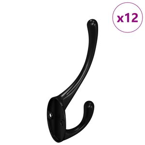 vidaXL Kleiderhaken 12 Stk. Schwarz 102 x 29 x 47mm Zinklegierung