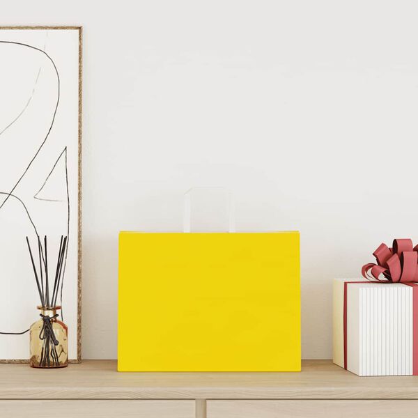 vidaXL Papiertragetaschen 50 Stk. mit Henkeln Gelb 32x17x25 cm