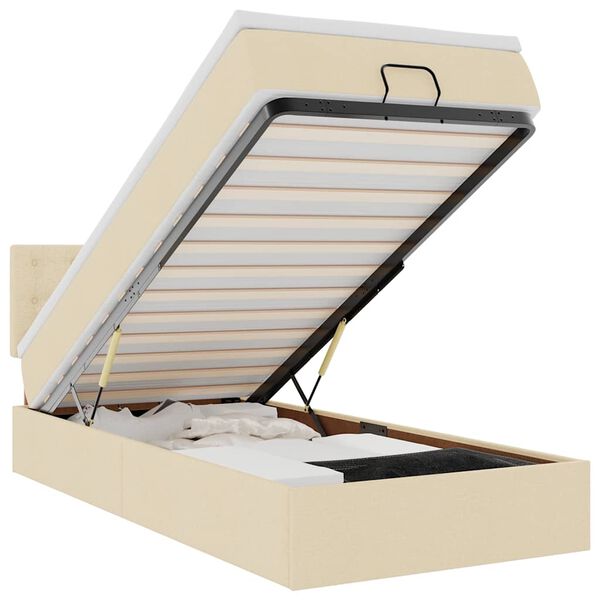 vidaXL Ottoman-Bett mit Matratze Creme 90x190 cm Stoff