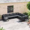 vidaXL Garten-Sofa-Set mit Kissen Schwarz Aluminium