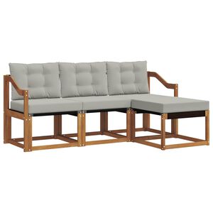 vidaXL Outdoor-Sofagarnitur 4 stk. 4-Sitzer Natur und Hellgrau