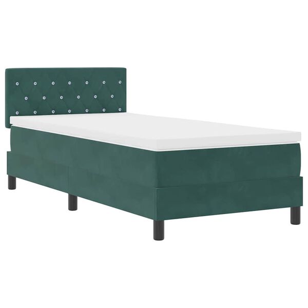 vidaXL Boxspringbett mit Matratze Dunkelgr&uuml;n 100 x 200 cm Samt