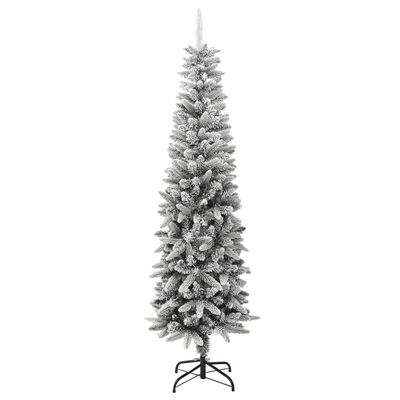 vidaXL Künstlicher Weihnachtsbaum Beschneit Schlank 210 cm PVC&PE