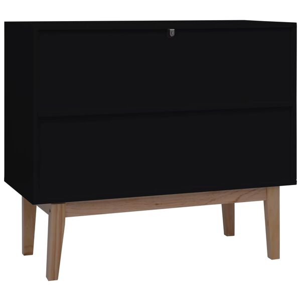 vidaXL Sideboard Schwarz 88,5x40x80 cm MDF und Rattan