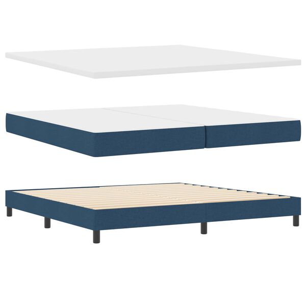 vidaXL Boxspringbett mit Matratze Blau 200 x 200 cm Polyester