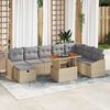 vidaXL Garten-Sofa-Set mit Kissen mit Speicher 9 pcs Beige Poly Rattan