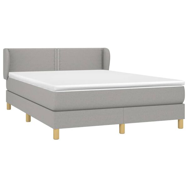vidaXL Boxspringbett mit Matratze Hellgrau 140x200 cm Stoff