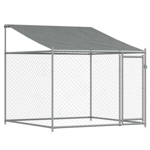 vidaXL Hundezwinger mit Dach und T&uuml;r Grau 2x2x2 m Verzinkter Stahl