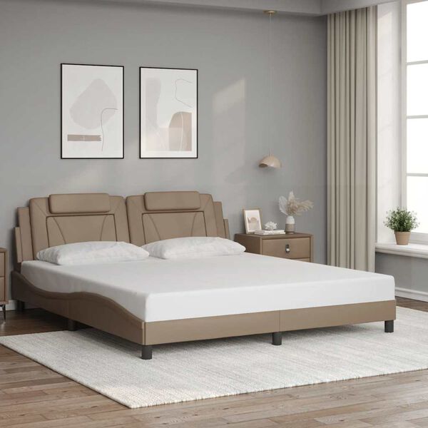 vidaXL Bettgestell "Viana" ohne Matratze Cappuccino-Braun 180x200 cm Kunstleder