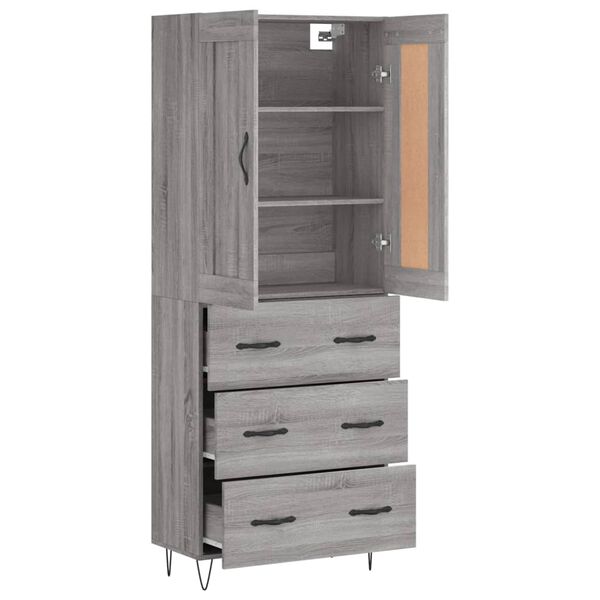 vidaXL Highboard Grau Sonoma 69,5x34x180 cm Holzwerkstoff