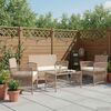 vidaXL 4-tlg. Garten-Lounge-Set mit Auflage Poly Rattan Beige