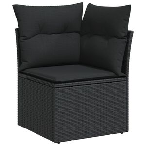 vidaXL Gartensofa-Ecke mit Kissen Schwarz Poly Rattan