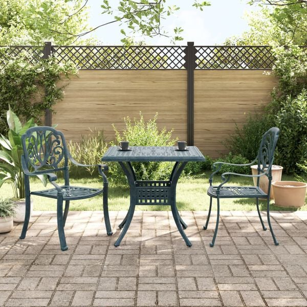 vidaXL 3-tlg. Bistro-Set Gr&uuml;n Aluminiumguss