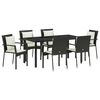 vidaXL Garten Essgruppe mit Kissen 7 pcs Schwarz Poly-Rattan