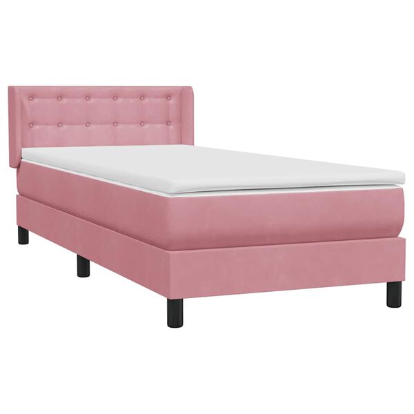 vidaXL Boxspringbett mit Matratze Rosa 100x210 cm Samt