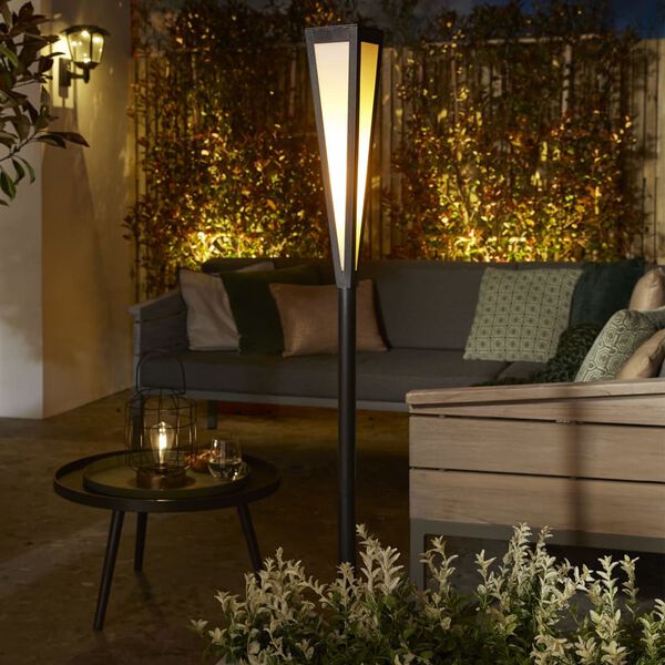 Luxform LED-Solar-Fackellampe Wehmouth Schwarz und Wei&szlig;