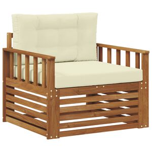 vidaXL Outdoor-Sofa Massives Akazienholz und Polyester Natur und Creme