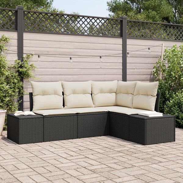 vidaXL Gartensofa-set 4 pcs Schwarz Poly-Rattan