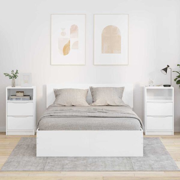 vidaXL Nachttische 2 pcs Hochglanz Wei&szlig; 40 x 30 x 467 cm Holzwerkstoff