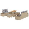 vidaXL Gartensofa-set mit Kissen mit Speicher 8 pcs Beige Poly Rattan