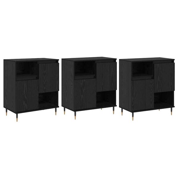 vidaXL Sideboards 3 pcs Schwarz Eichen-Optik 180 x 35 x 70 cm