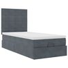 vidaXL Ottoman-Bett mit Matratzen & LEDs Dunkelgrau 90x190 cm Samt