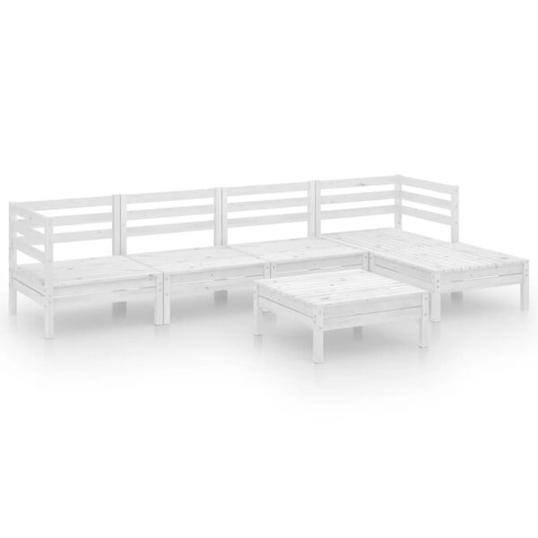 vidaXL 6-tlg. Garten-Lounge-Set Massivholz Kiefer Weiß