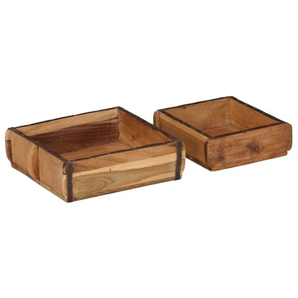 vidaXL Tablett 2 pcs Braun 29 x 31 x 10 cm Massives upgecyceltes Holz