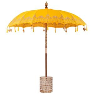 vidaXL Balinesischer Sonnenschirm mit Sockel Gelb 215 x 215 x 260 cm