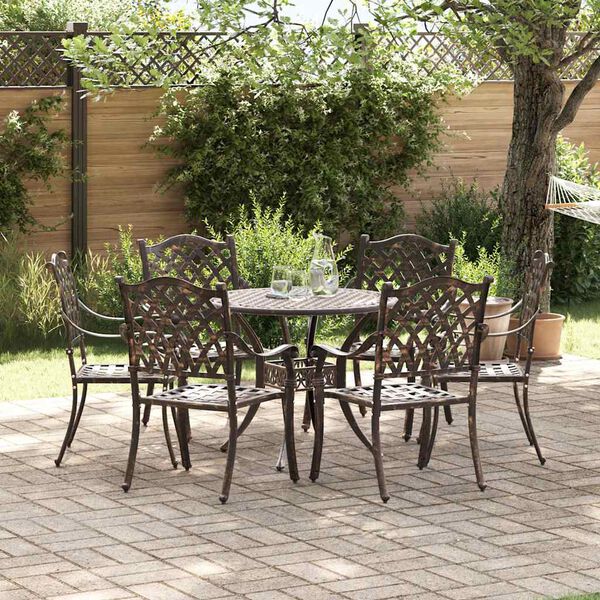 vidaXL Garten Essgruppe 7 pcs Bronze Aluminium
