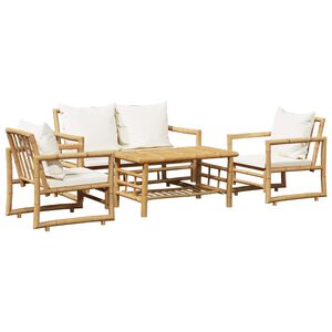 vidaXL 4-tlg. Garten-Lounge-Set mit Auflagen Bambus