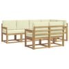 vidaXL Outdoor-Sofagarnitur mit Kissen 7 pcs Wei&szlig; und Creme Polyester