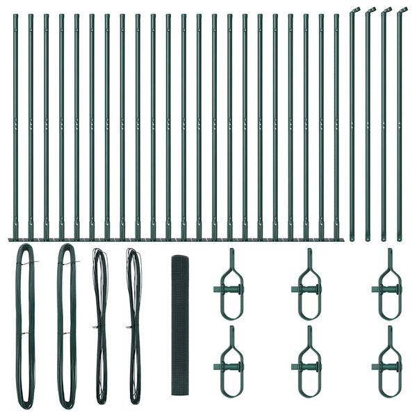 vidaXL Zaun mit Pfosten Grün 1,2 x 50 m Stahl