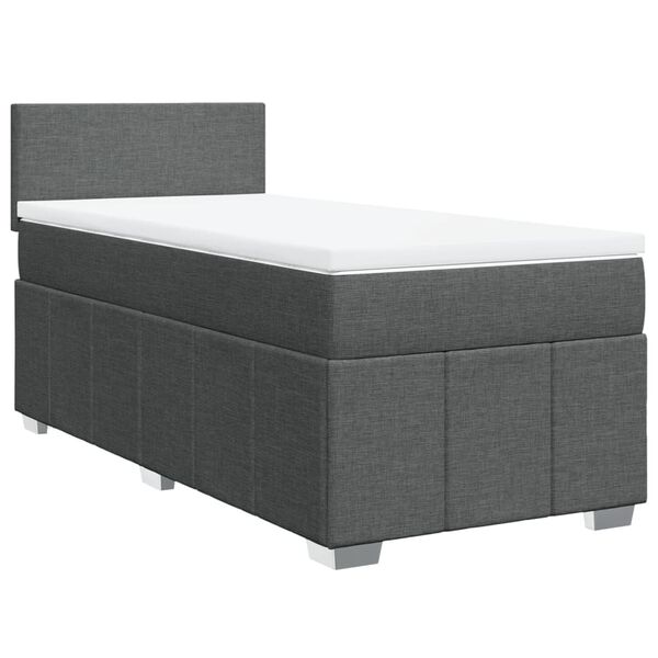 vidaXL Boxspringbett mit Matratze Dunkelgrau 100x200 cm Stoff