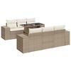 vidaXL 7-tlg. Garten-Sofagarnitur mit Kissen Beige Poly Rattan