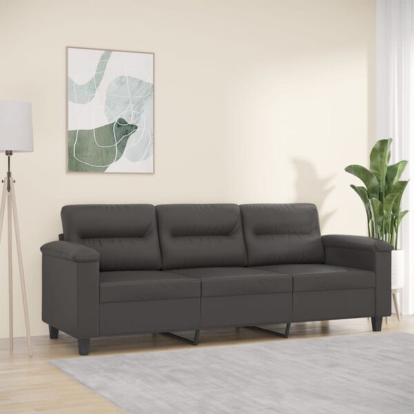 vidaXL 3-Sitzer-Sofa Grau 180 cm Kunstleder