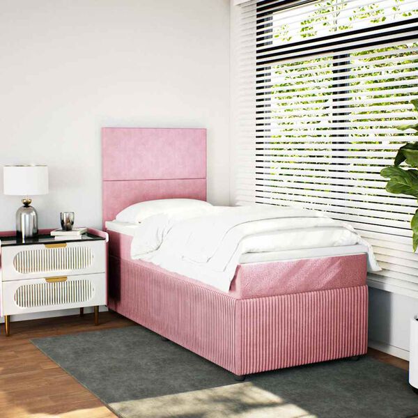 vidaXL Boxspringbett mit Matratze Rosa 80x200 cm Samt