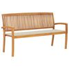 vidaXL Stapelbare Gartenbank mit Auflage 159 cm Massivholz Teak